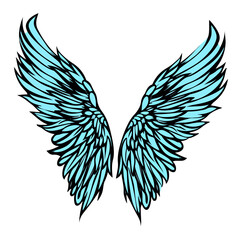 Obraz premium angel wing, blue white and black