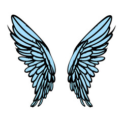 Obraz premium angel wing, blue white and black
