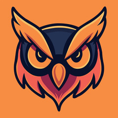 Owl head mascot sports logo vector illustration with isolated background