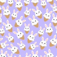Seamless pattern with rabbits