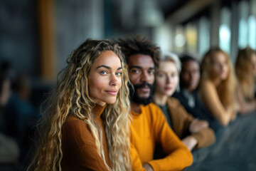 Businesspeople from different cultures working in a co-working space. AI generative.