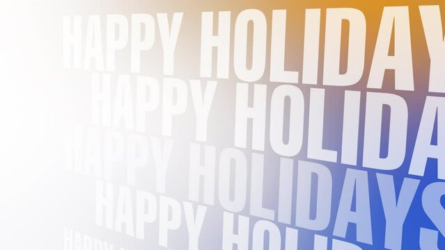 Happy holidays text on blue red background festive season symbol of happiness and peace, joyful celebration of gratitude and serenity