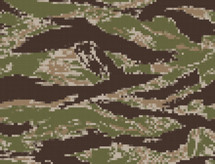 Camouflage vector illustration pixel background, seamless digital pattern