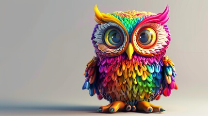3d owl on a white background