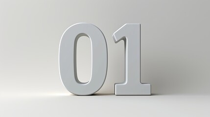 3d render of a number of 01 on white background