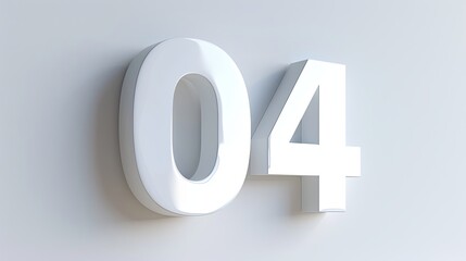 3d render of a number of 04 on white background - obrazy, fototapety, plakaty