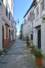 Fototapeta na wymiar A street in San Felice Circeo, a medieval village in Lazio, Italy.