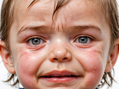 Close-up portrait of a little girl with tears on her face