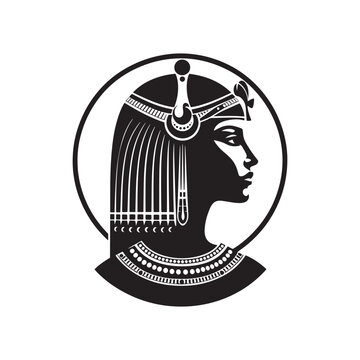 Cleopatra silhouette: Vector Silhouettes Embodying the Grace and Majesty of Cleopatra's Legacy, Cleopatra Black vector illustration.