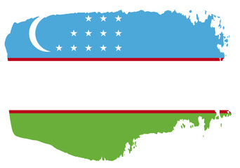Uzbekistan flag with palette knife paint brush strokes grunge texture design. Grunge brush stroke effect