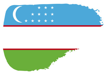Uzbekistan flag with palette knife paint brush strokes grunge texture design. Grunge brush stroke effect
