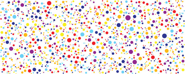 Fun colorful circles doodle seamless pattern. Creative minimalist style art background for children or trendy design with polka dot. Simple childish party backdrop.