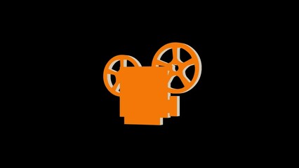 3d projector logo icon loopable rotated brown color animation black background