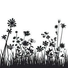 Spring flowers silhouette high quality ai generated image