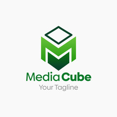 Media Cube Logo Design Template: Merging Letter M and Box Symbol. This modern alphabet-inspired logotype is perfect for Technology, Business, Organizations, Personal Branding, and more.