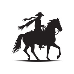 Frontier Legends: Cowboy Vector Silhouette Capturing the Grit, Freedom, and Spirit of Cowboy Culture, Minimalist cowboy black illustration