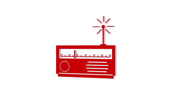 3d radio logo icon loopable rotated red color animation white background