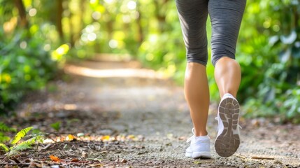 Active european woman jogging for physical fitness and well being on a sunny day