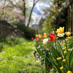 Garden big picture spring real photography real flowers high quality ai generated image