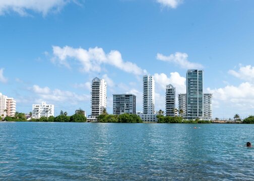 View of Condado Lagoon from Miramar. San Juan, Puerto Rico.