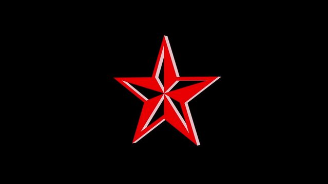 3d star logo icon loopable rotated red color animation black background