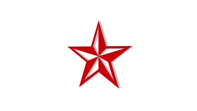 3d star logo icon loopable rotated red color animation white background