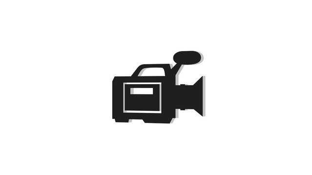 3d video camera logo icon loopable rotated black color animation white background