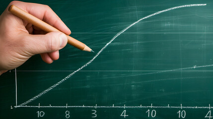 Visual Representation of IQ Growth with Age on Chalkboard - obrazy, fototapety, plakaty