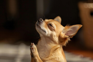 chihuahua dog looking up, chihuahua, dog, pet, pray, begging, 