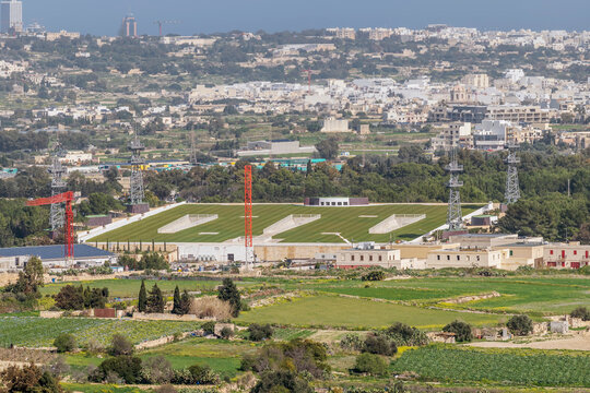 Aerial view of central Malta from Mdina towards Attard and Ta Qali