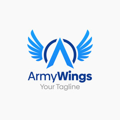 Obraz premium Delta Wings Logo Design Template: Merging Letter D with Wings Symbol. This modern alphabet-inspired logotype is perfect for Technology, Business, Organizations, Personal Branding, and more.