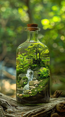 Lush rainforest trapped inside a bottle
