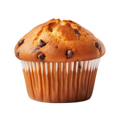Chocolate chip muffin isolated on transparent or white background, png
