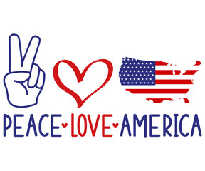 Peace Love America  Svg,4th of July,America Day,independence Day,USA Flag,Us Holidays,Patriotic,All American T-shirt