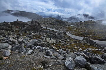 Viewpoint Dalsnibba in cloudy weather, Norway, Europe
