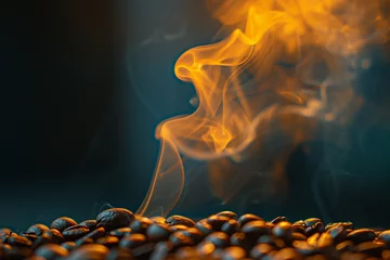 Gartenposter Strange golden smoke taking away from coffee seed © Ala