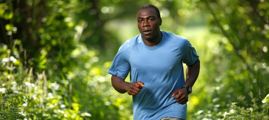 Healthy and happy african man enjoying running and jogging for physical wellness