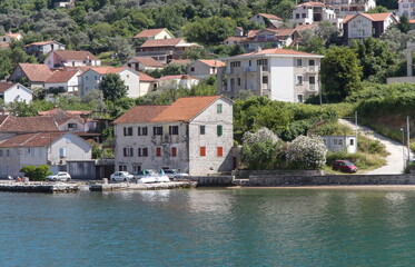 Fototapeta na wymiar Coast of the Adriatic Sea in Kotor, Montenegro in summer