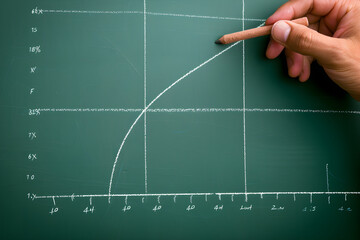 Visual Representation of IQ Growth with Age on Chalkboard - obrazy, fototapety, plakaty