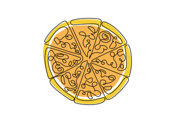 Continuous one line drawing of Italy pizza. Single line draw vector.