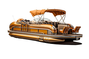Pontoon Boat for Leisure Isolated on Transparent Background PNG format - obrazy, fototapety, plakaty