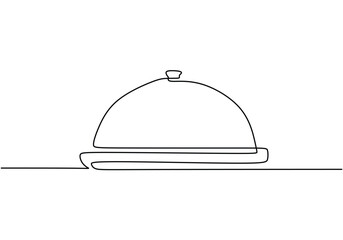 Continuous one line drawing Catering dish serving Vector illustration