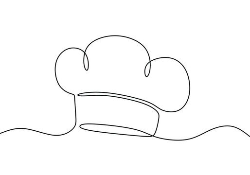 recommend clip art: Continuous one line drawing of Chef hat. Cooking equipment vector,