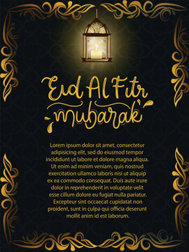 vector golden lantern eid-al-fitr background