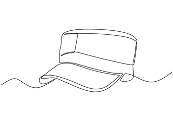 Continuous single drawn one line men hat hand drawn