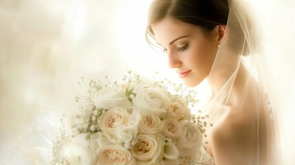 Obraz premium Playful lighting effects around a thoughtful bride