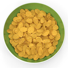 Crispy Dry Cereal Corn Flakes on a Plate - A Classic Breakfast Staple for a Quick and Nutritious Start