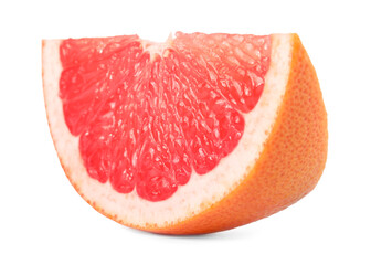 Cut ripe grapefruit isolated on white. Citrus fruit