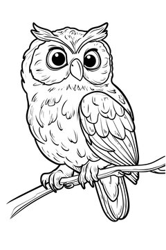 Owl colouring page, Colouring Book Page for Kids
