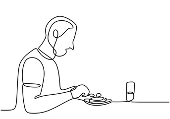 One continuous line drawing of breaking the fast in the month Ramadan